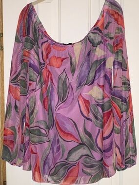 Women's Lavender Floral Scoop Neck Blouse By-Anthony Originals